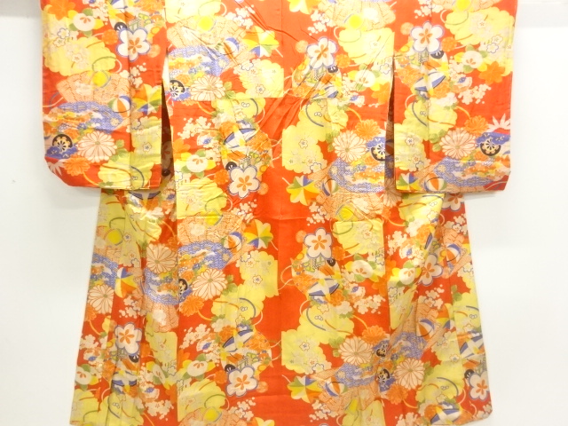 JAPANESE KIMONO / ANTIQUE FLOWER / GRASS PATTERN JUBAN